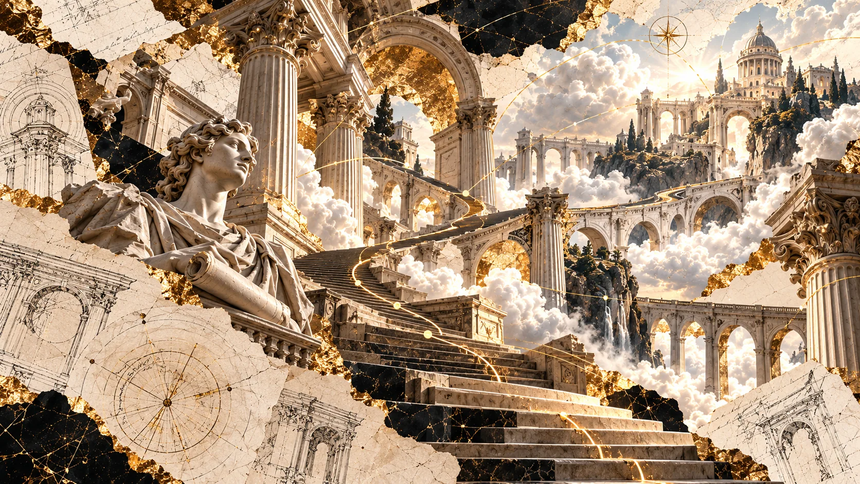 Classical stairway representing a learning path